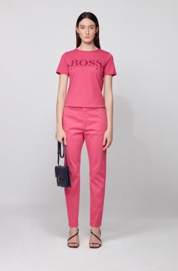 Koszulki BOSS Pure Cotton Różowe Damskie (Pl31898)